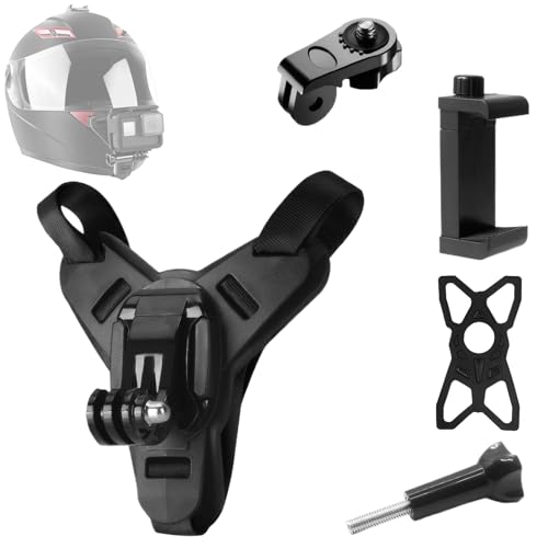 SENLINLIN Supporto Per Casco Moto Mento Per Telecamere Sportive, Accessori Telecamere Sportive, Per Telecamere Sportive Hero 13/12/11/10/9/8/7/6/5/4, Supporto Action Cam Moto Casco