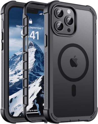 jaroco Magnetic for iPhone 13 Pro Case [Compatible with MagSafe][Military Grade Drop Protection][Heavy Duty Protection][Non-Slip][Shockproof] 2-Layer Durable Bumper Phone Case 6.1-Black