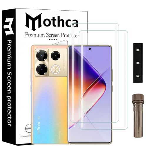 Image of Mothca Curved UV Tempered Glass Screen Protector for Infinix Note 40 Pro Plus | Transparent | Pack of 2 | Borderless Full Screen Coverage with UV Installation Kit