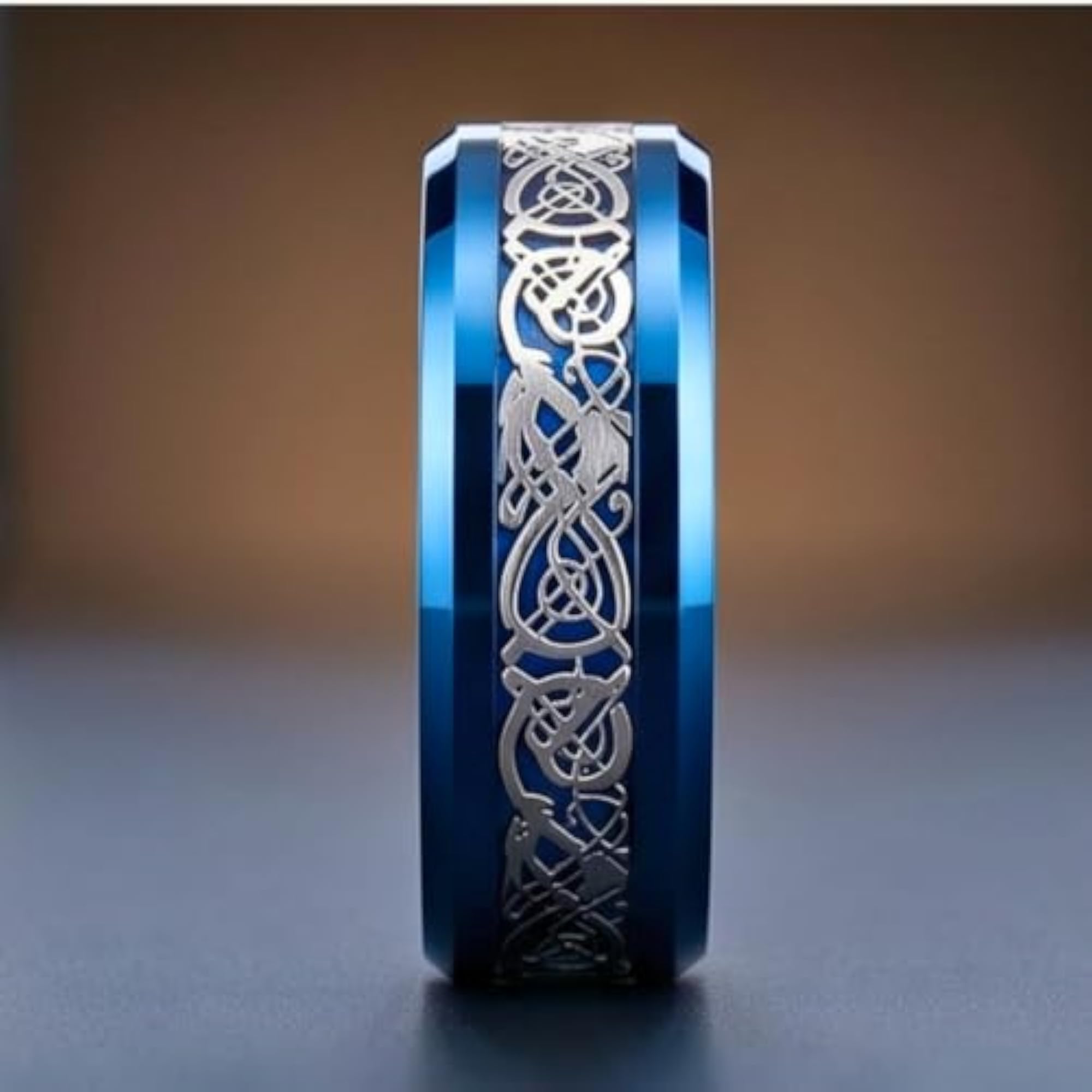 Draconic Blue Titanium Steel Ring for Boys