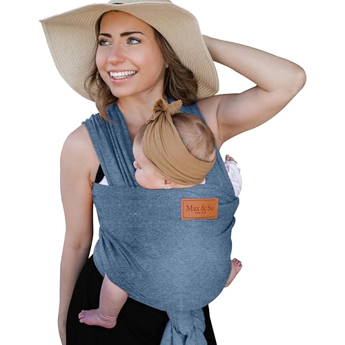 Image of Baby Wrap Carrier - Premium Cotton Baby Carrier Wrap for Newborn to Toddler- Infant Carrier- Baby Holder One Size Fits All with Front Pocket (Grey) by Max&so