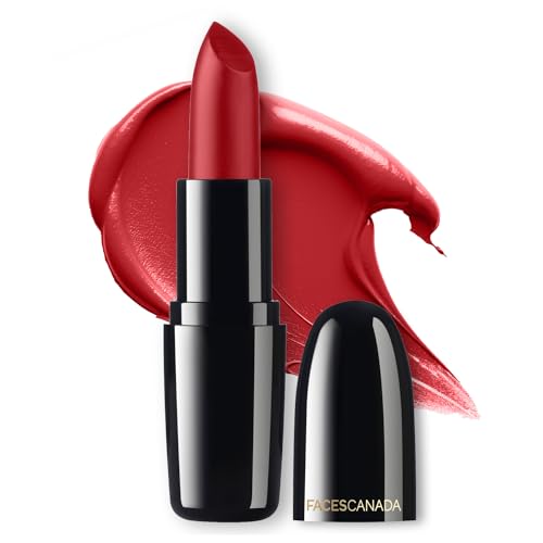 Image of FACES CANADA Weightless Creme Finish Lipstick - Lady in Red 11, 4g | Creamy Finish | Silky Smooth Texture | Long Lasting Rich Color | Hydrated Lips | Vitamin E, Jojoba Oil, Shea Butter, Almond Oil