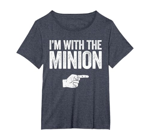 I'm with The Minion Shirt Adult Kids Men Women Costume T-Shirt, Women's Plus, Heather Blue, 4X