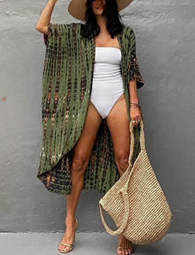 SEAUR Women’s Long Beach Kimono Loose Open Front Bathing Suit Cover Up Casual Turkish Kaftan Caftan Swimsuit Dress3