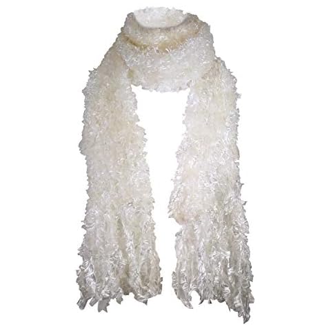 Ladies Colourful Fashion Style Lightweight Luxury Soft Feather Scarf in 7 Colours (Cream, One Size) Cover