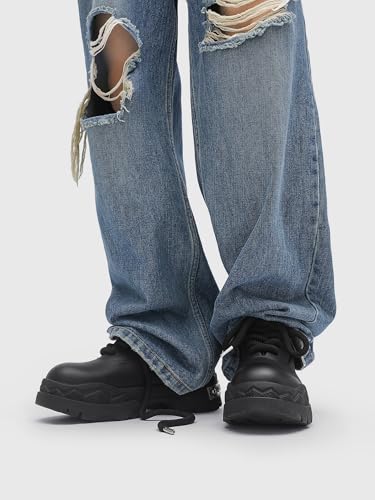 Men's Leather Platform Oxfords Round Toe Chunky Heel Lug Sole Work Dress Shoes Soft Non-Slip Business Formal Derby Casual Shoes Lace Up Platform Sneakers for Men3