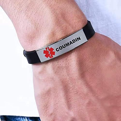 KunBead Medical Alert Bracelets for Women Adjustable Stainless Steel Silicone Emergency Awareness Medical ID Bracelet Wristband - Image 2