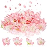 Dilunave Artificial Cherry Blossom Petals Fake Cherry Blossom Flowers Peony Daisy Decor Sakura Floral Head Decor for Dress DIY Accessories Wedding Party Supply(Pale Pink, Yellow,100 Pcs)