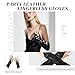 Long Keeper Elbow Long Gloves Sexy Black PU Leather Fingerless Women Arm Gloves with Finger Loops for Halloween Costume Party (Black, One Size)