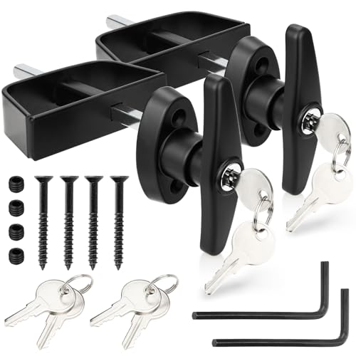 Gnellkoor Shed Door Lock Latch 2 Pack 5-1/2 Inch Stem Shed Door T Handle Lock with 8 Keys Hardware Set for Storage Barn Camper RV Garage Fits on 4-1/2 Max Thickness