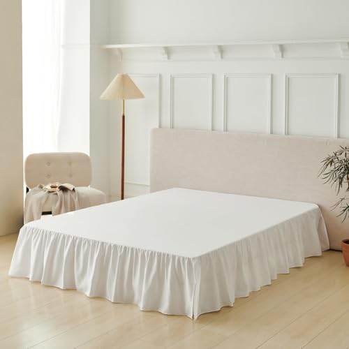 Bed Skirt Twin Size Ruffled Bed Skirt with Split Corners, Bed Skirts 14 Inch Drop, Bed Skirting with Platform, White, 14'' Twin