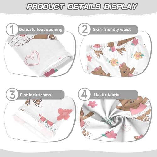 ALAZA Girls' Leggings Children's Yoga Pants Skinny Printed Dance Cute Bear Ballet Comfortable 4T2