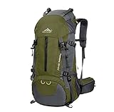 WoneNice 50L(45+5) Waterproof Hiking Backpack - Outdoor Sport Daypack with Rain Cover for Climbing Mountaineering Camping Fishing Travel Cycling Skiing (Army Green)