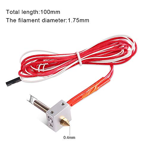 Mk8 Hot End Extruder Nozzle Kit 0.4Mm For 3D Printer,Assembled Extruder Brass Kits 1.75Mm,30Mm A8 Throat Tubing Aluminum Heater Block For Raprep I3 Anet A2 A8 3D Printer Part Replacement #TOP3