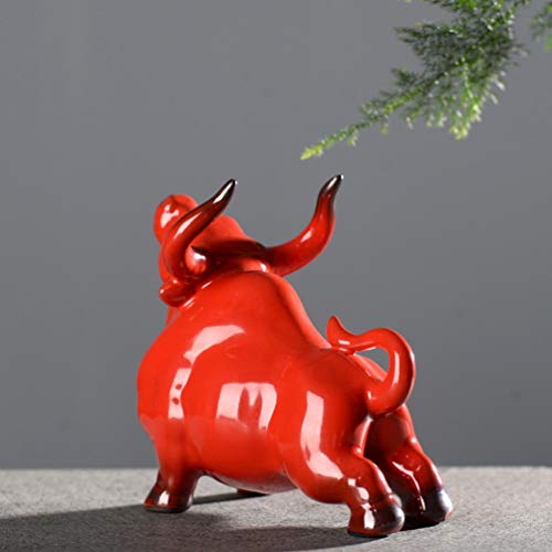 Estatua Toro Feng Shui Cerámica Decoración Hogar Oficina miniatura 3