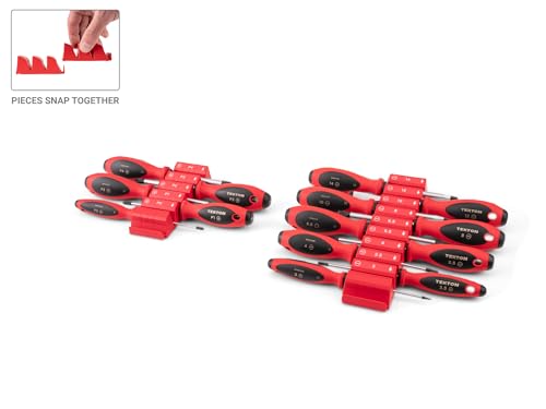 Image of TEKTON Phillips and Slotted Screwdriver Set, 14-Piece | DWZ90117 | 4 Inch Shanks, P0 - P4, 3 - 14 mm, Modular Organizers