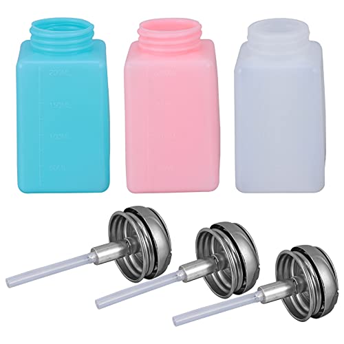 OSALADI 3Pcs 200ml Makeup Remover Bottles Refillable Liquid Push Down Pump Dispenser Empty Push Down Bottle for Nail Polish Remover