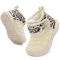 BARERUN Snow Boots for Kids Girl Boy Little Girl Winter Boots Girls Furry Boots Infant Lightweight Toddler Waterproof Warm Shoes Beige Toddler Shoe Size 7