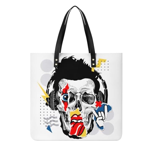 Sac à bandoulière tote bag de voyage imprimé crâne rigolo pour femme