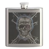CafePress Electric Skull And Crossbones Flask 7 oz Stainless Steel Drinking Flask