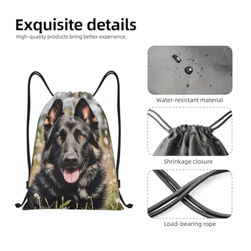Drawstring Backpack Gym Drawstring Bag black german shepherd Sackpack String Bag for Sports Travel4