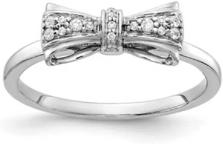 14K White Gold Finish Round Cut White Diamond Bow Knot Engagement Wedding Band Ring for Women's
