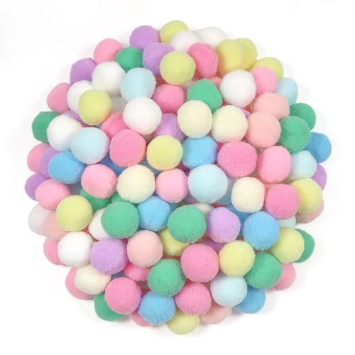 TOAOB Lot de 150 pompons pelucheux assortis de 20 mm pour loisirs créatifs, décorations et projets de bricolage