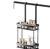 AXVRAV Duschablage zum Hängen, Edelstahl Duschregal ohne Bohren für Glasduschtüren, Badezimme Organizer mit 2 Duschkörben Shampoo Halterung Platzsparender Hänge für Dusche, H-60cm Schwarz