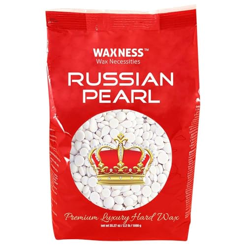 Waxness Russian Pearl Hard Wax Beads 2.2 lb (1 kg) – Rosin-Free Stripless Hard Wax with Creamy...