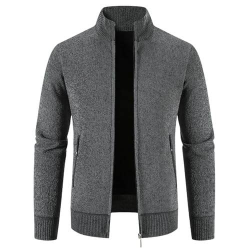 Cárdigan de punto con cremallera hombre chaqueta invierno forro polar casual
