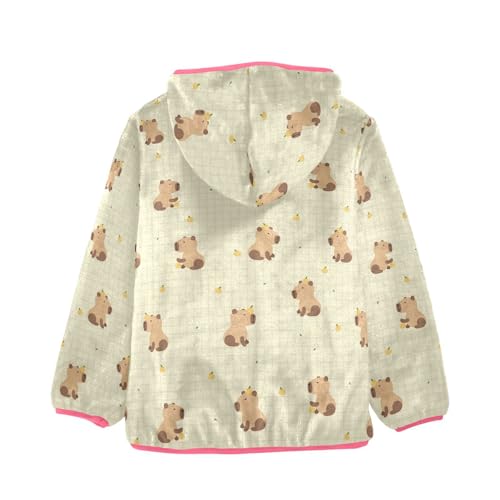 Cute Capybaras Toddler Fleece Jacket Baby Girls Hooded Zipper Long Sleeve Thick Warm Outerwear 3-10 Years2