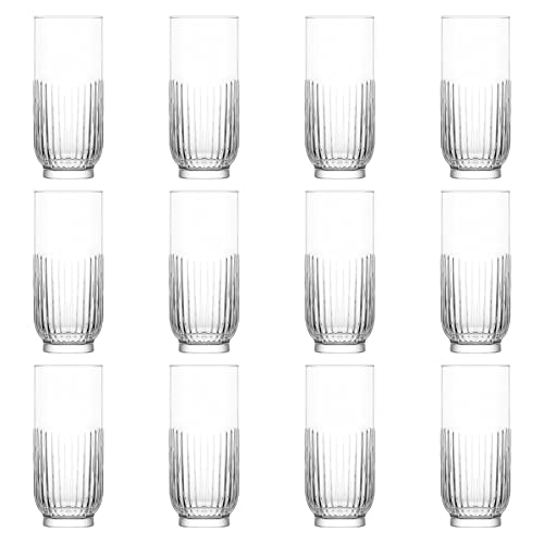 LAV 12x Clear 395ml Tokyo Highball Glasses - Tall Hi Ball Glass Water Gin Juice Cocktail Drinking Glassware Tumblers Set
