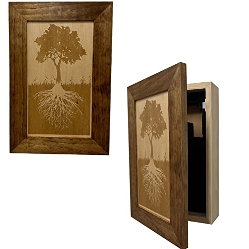Bellewood Designs Tree of Life Hidden Gun Storage Wall Decor - Quick Access Handgun Safe with Magnetic Lock - Handcrafted & Wall Mounted Hidden Gun Safe for Secure Storage (Early American)