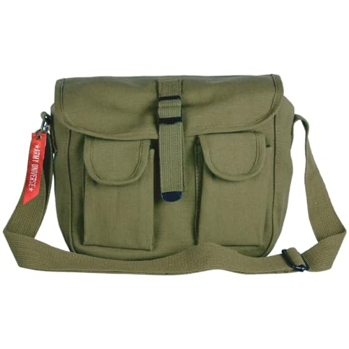 Olive Drab Green Canvas Ammo Military Shoulder Bag Tactical Ammo Pack Mini Shoulder Bag with Strap