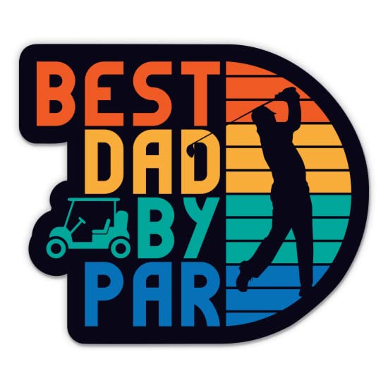 Best Dad by Par Sticker - 3" Laptop Sticker - Waterproof Vinyl for Car, Phone, Water Bottle - Golfer Dad Golf Decal