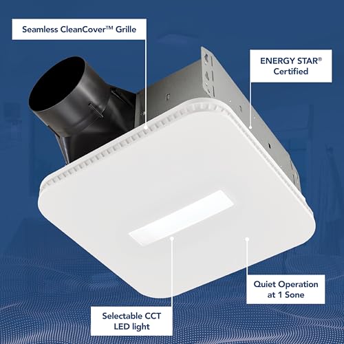 Image of Broan-NuTone Bathroom Exhaust Fan - Retrofit Design Replaces Existing Fan Without Attic Access, Quiet 1.0 Sones, 110 CFM, Powerful Ventilation with 4 Selectable CCT Light Settings for a Modern Look