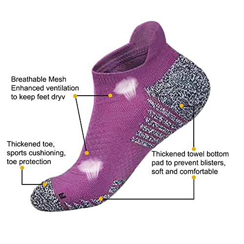 Image of Athletic Running Ankle Socks for Men and Women Pink, Blue, Purple Ankle Socks - 4 Pairs & 6 Pairs