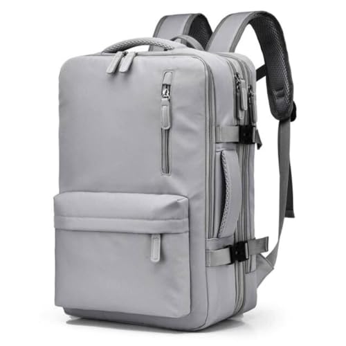 Mochila de Viagem Expansível 45L Masculina Feminina — Notebook 17', Compartimento de Sapatos, Porta USB, Antifurto, Impermeável | Escolar, Trabalho e Viagem | Disponível em Preto, Cinza e Rosa (Cinza)