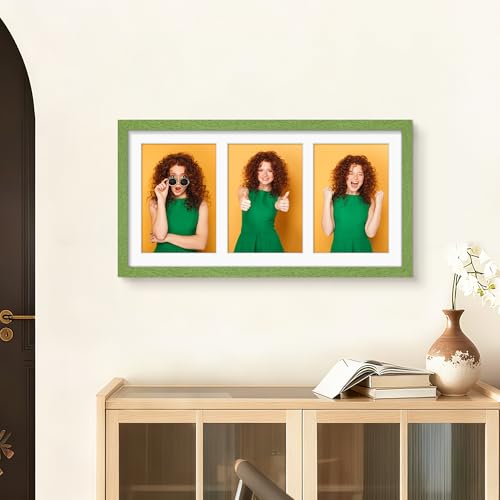 Image of DUENPY 8x16 Collage Picture Frame 5x7 Collage Picture Frame Displays Three 5x7 inch Photos or 8x16 (Without Mat) for Available Horizontal Wall Mounting Display and Vertical Green