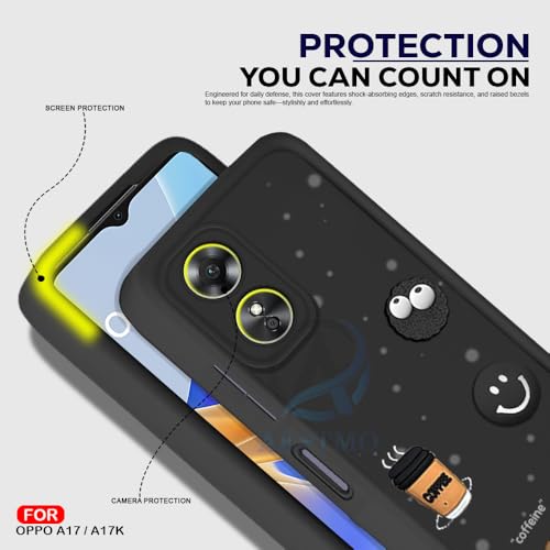 Image of AESTMO Back Case Cover for Oppo A17 / A17K Cover | Cute Fun Cartoon 3D Ball | Coffee Silicone Case | Full Body Protection | Camera Protection Back Cover for Oppo A17 / A17K (Black)