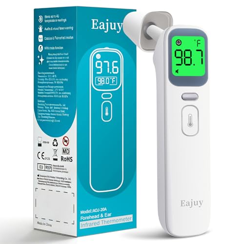 Thermometer for Adults Kids and Babies2026 New Upgrade Ear and Forehead Thermometer No-Touch Digital Infrared Baby Thermometer for Baby Adults Touchless Contactless with Fever Alarm