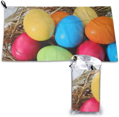 イースター エッグ カラフル モダン フェイスタオル ラージサイズファミリーホテルタオルビーチタオル吸収性速乾性ふわふわでやわらかい、 子供は大人でも使えます 可愛い 水泳タオル