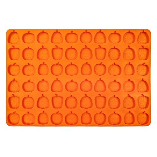 Molde de Pastel de Silicona de Halloween Molde de Chocolate Calabaza, 60 Cavidades Moldes de Fondant de Silicona, Antiadherentes de Grado Alimenticio, para Halloween DIY (2.5mm, 11.8x7.8inch) Cover