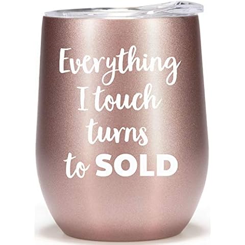Realtor Gifts For Women Thank you Real Estate Agent Gift at Closing 12oz Wine Glass Tumbler Funny Coffee Mug Cover