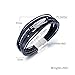 Mens PU Leather and Stainless Steel Feather Bracelet Black 39mm Wide 210mm Length Fashion Jewelry for Casual Wear