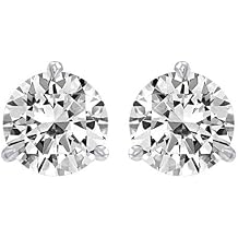 1/2 Carat GIA Certified Solitaire Diamond Stud Earrings Round Brilliant Shape 3 Prong Martini/Cocktail Style Screw Back H Color, SI2 Clarity, 0.5 ctw
