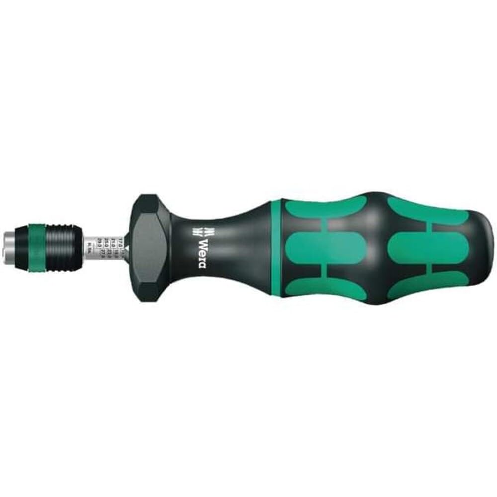 Wera 05074711001 7446 Kraftform, Tournevis dynamométrique réglable avec mandrin à serrage rapide Rapidaptor, 1/4 pouce, 11,0-29,0 in. lb., Noir/vert