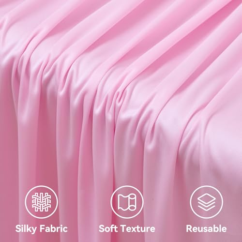 Image of 8 Panels 5ftx12ft Wrinkle Free Pink Backdrop Curtain for Parties, Silky Polyester Photo Backdrop Drapes 12 ft Long Back Drop Cloth for Wedding Birthday Photography Background Curtains