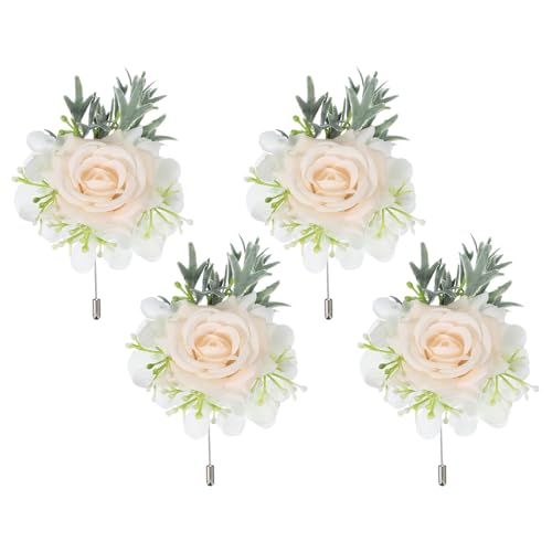 Boutonnières beiges pour homme : l'accessoire idéal pour le marié et témoins - 2
