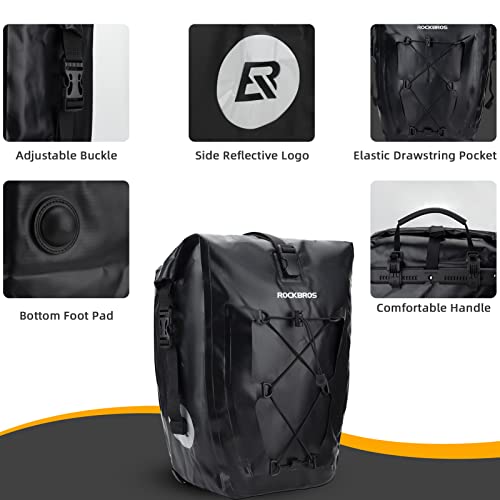 image for ROCKBROS Bike Panniers Waterproof Bike Rear Rack Bag Max 30L Large Cap